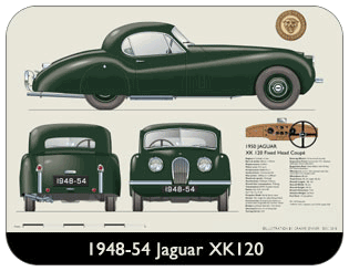 Jaguar XK120 FHC (disc wheels) 1948-54 Place Mat, Medium